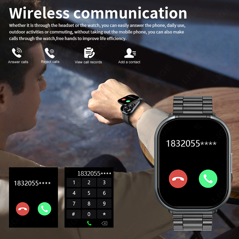 LIGE Jam Tangan Pintar Headpho - Smartwatch Face ulasan dan harga