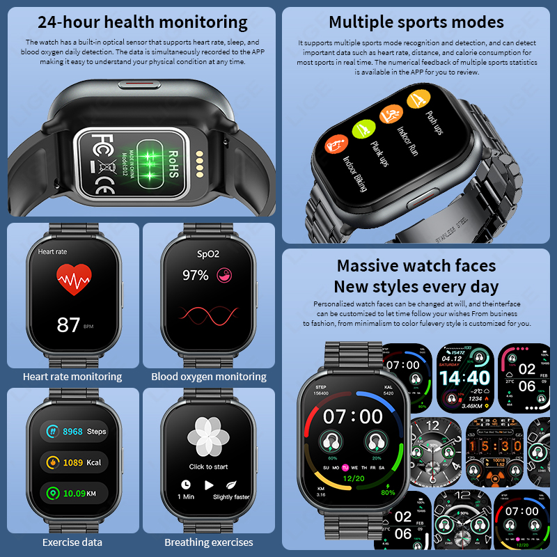 LIGE Jam Tangan Pintar Headpho - Smartwatch Face ulasan dan harga