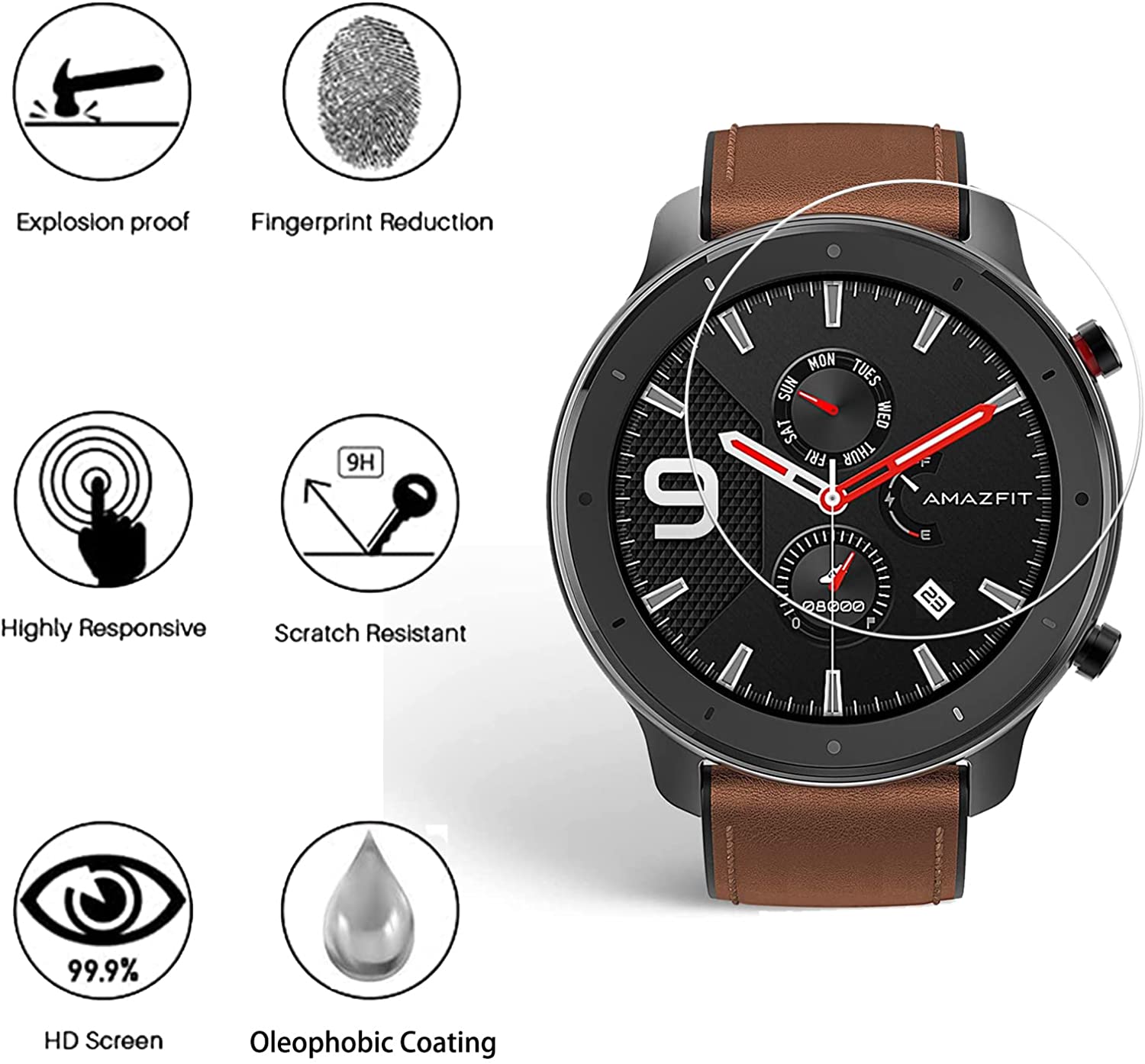 9H kaca Tempered Film untuk Am - Watch Face Protector ulasan dan harga